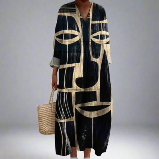 JO | Tribal-inspired artistic midi dress