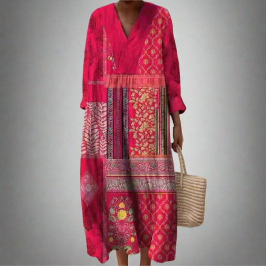 JO | Long midi dress in boho patchwork