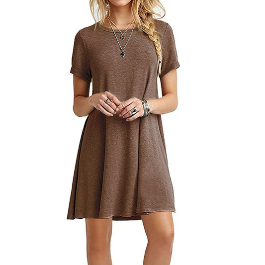 JO | Women Casual Short Sleeve T Shirt Dress Vintage O Neck Mini Dress Elegant Streetwear Sundress for effortless style