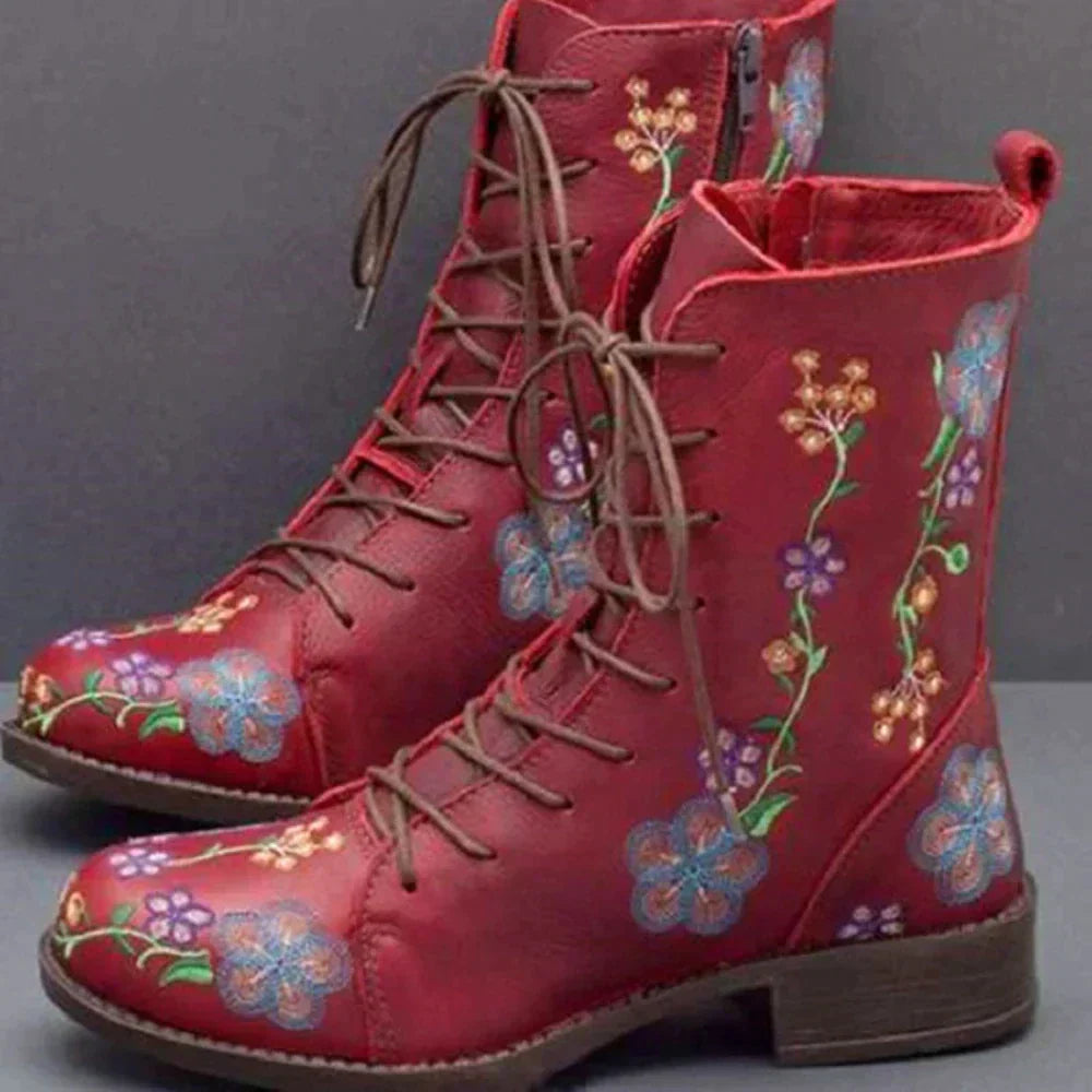JO | Casual floral lace-up boots