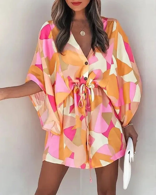 JO | V-neck shirt dress with flounce sleeves in summer fashion