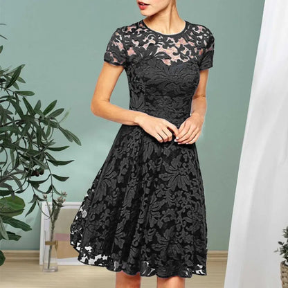 JO | Elegant plus size summer mini dress A-line round neckline style