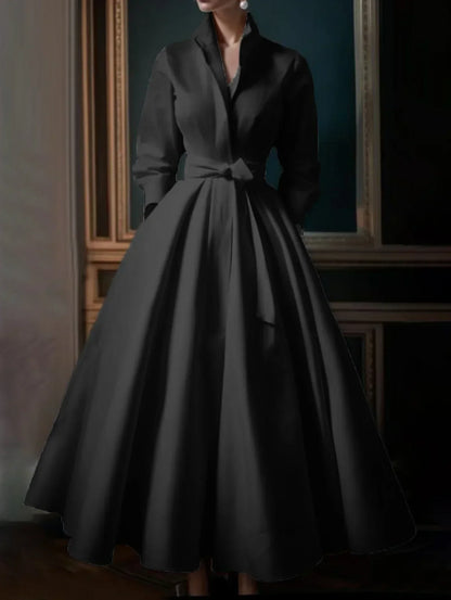 JO | Minimalist stand-up collar A-line long dress