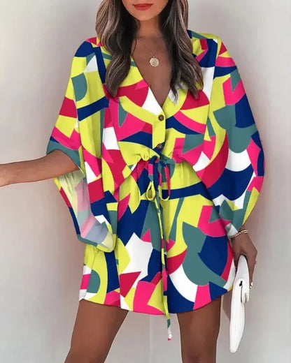 JO | V-neck shirt dress with flounce sleeves in summer fashion