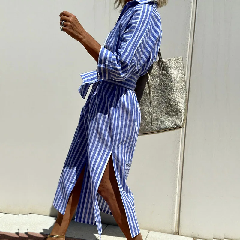 JO | Striped button-up shirt dress