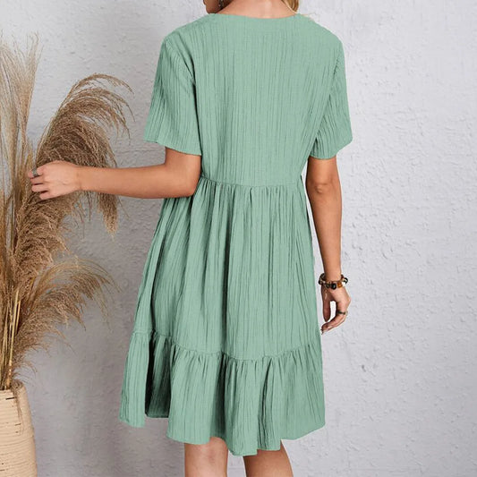 JO | Trendy boho ruffle hem mini dress