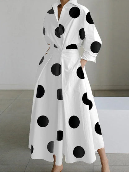JO | Long polka dot shirt dress with flared sleeves