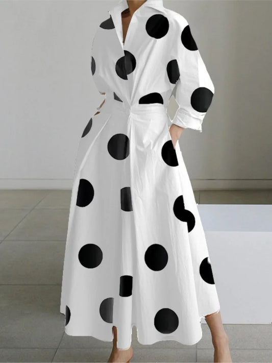 JO | Long polka dot shirt dress with flared sleeves