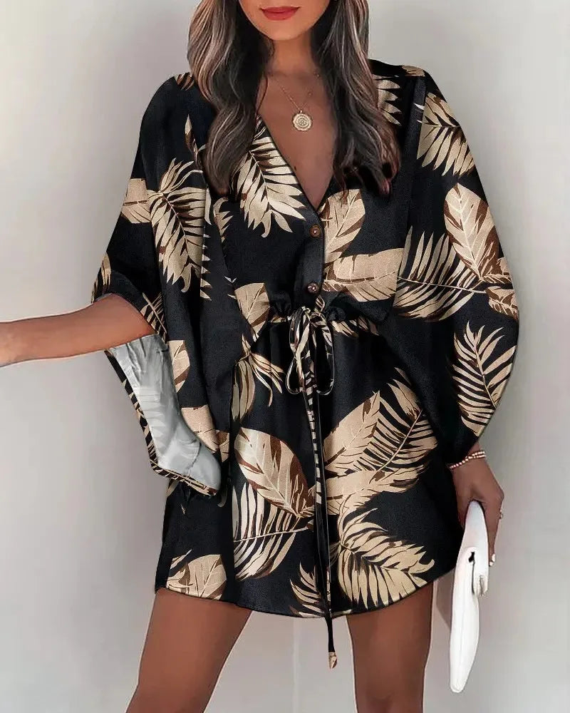 JO | V-neck shirt dress with flounce sleeves in summer fashion