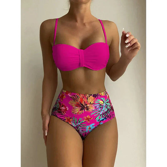 JO | Chic bikini with high waist and floral design