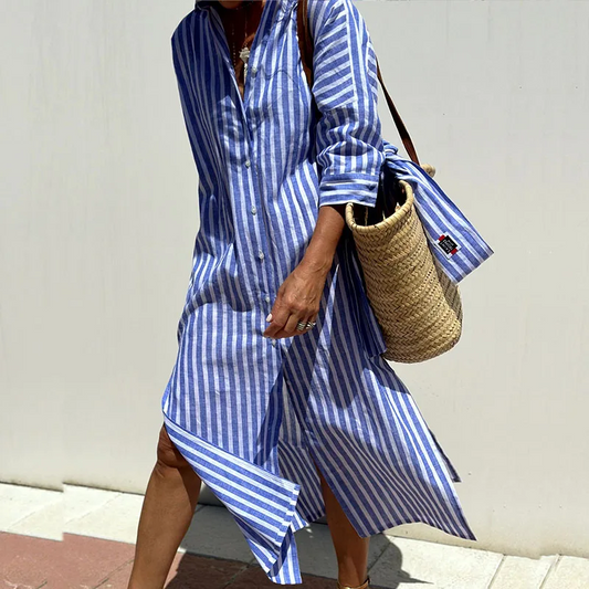 JO | Striped button-up shirt dress