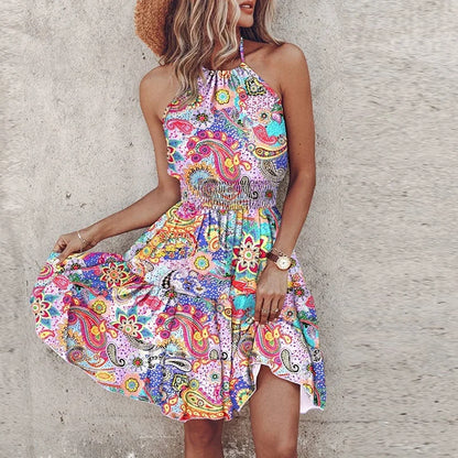 JO | Backless, irregularly printed mini dress
