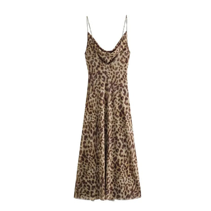 JO | Maxi dress with leopard print and spaghetti straps