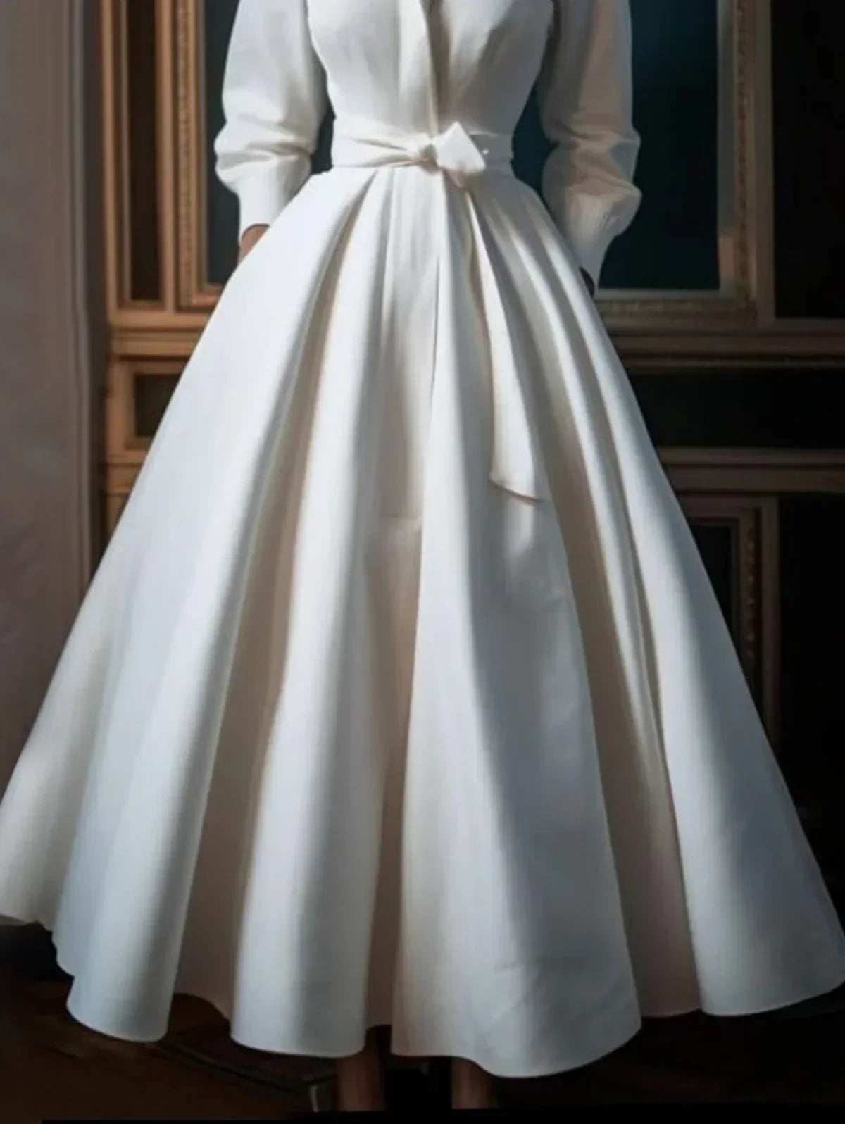 JO | Minimalist stand-up collar A-line long dress