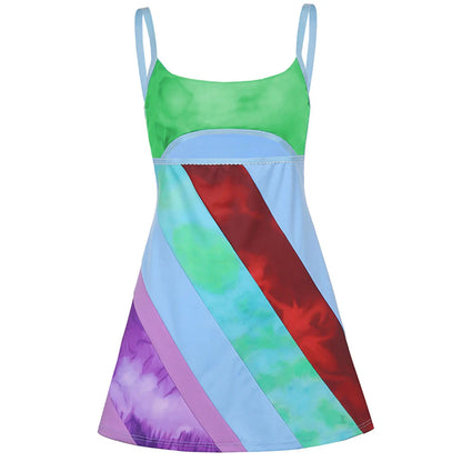 JO | Womens Sexy Bodycon Print Semi-Sheer Mini Dress Y2K E-Girl