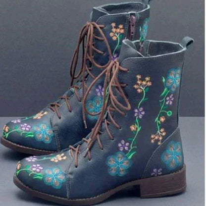 JO | Casual floral lace-up boots
