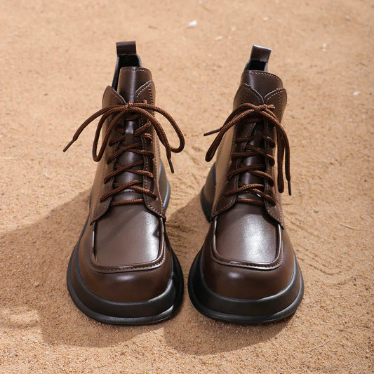 JO | Brown leather lace-up ankle boots