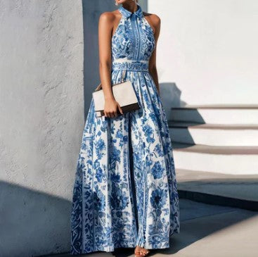 JO | Short-sleeved maxi dress with floral print