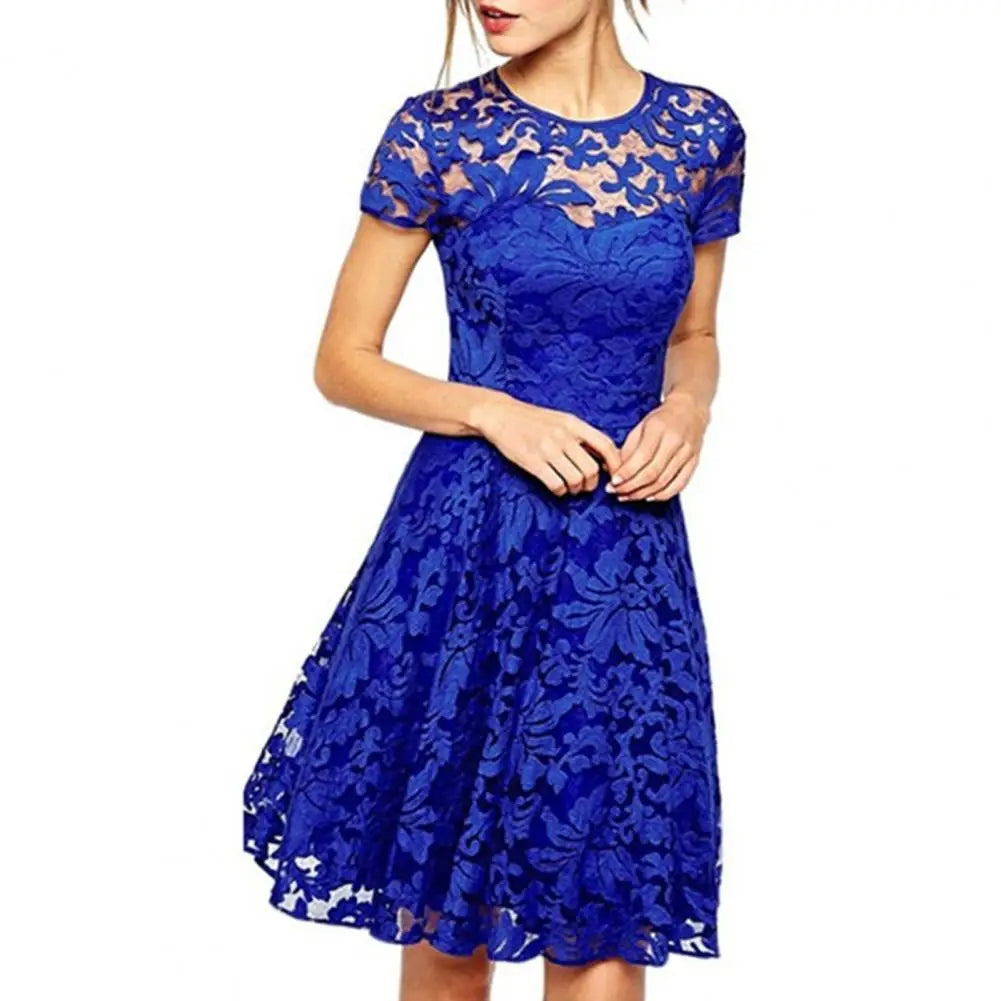 JO | Elegant plus size summer mini dress A-line round neckline style