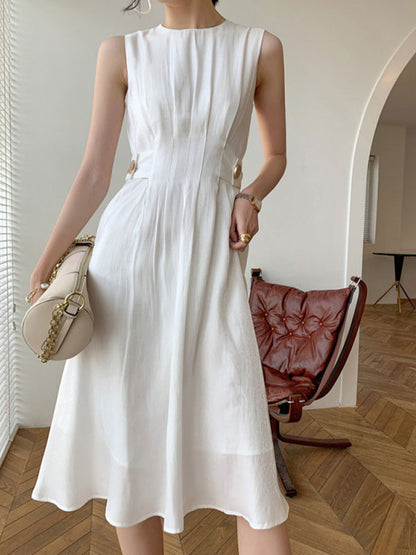 JO | Satin midi dress with button embellishment