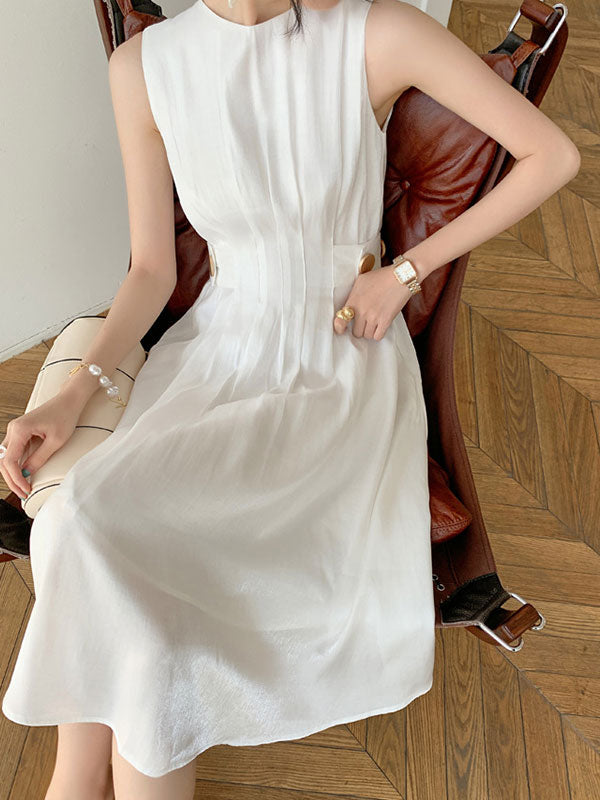 JO | Satin midi dress with button embellishment