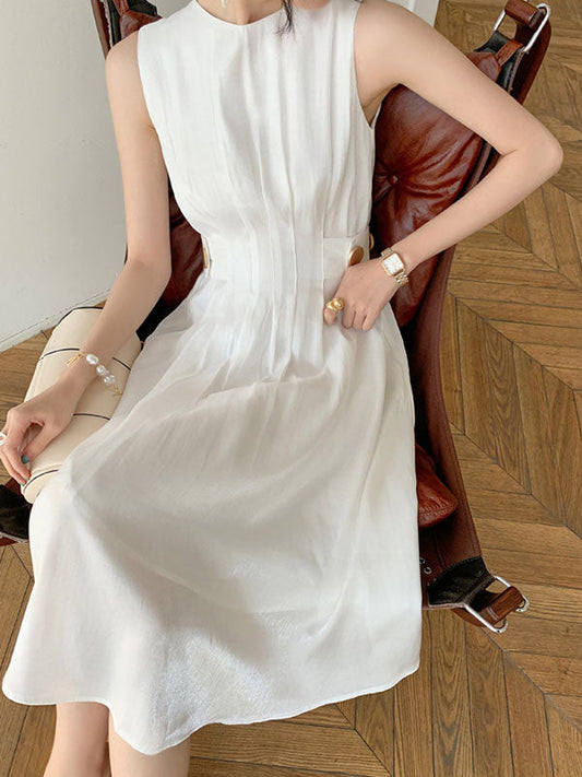 JO | Satin midi dress with button embellishment