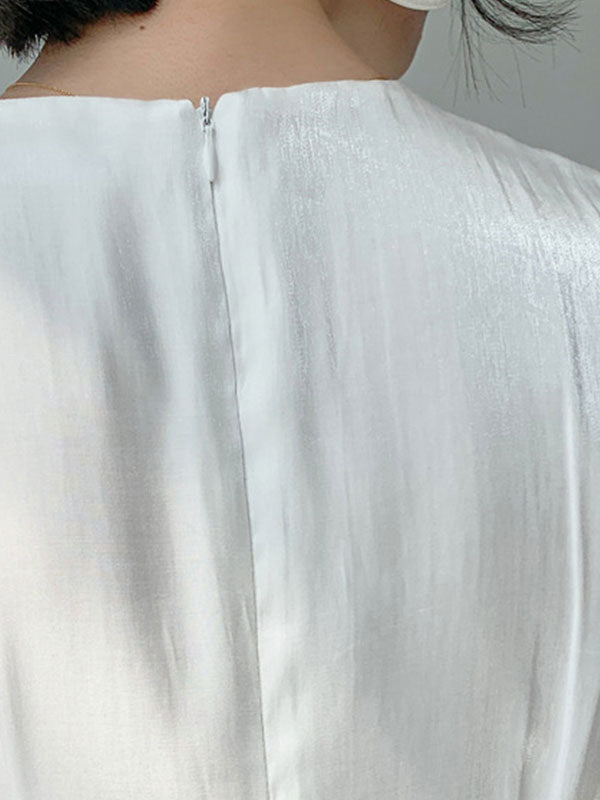 JO | Satin midi dress with button embellishment