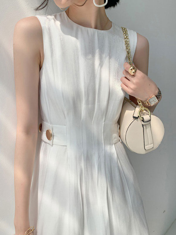 JO | Satin midi dress with button embellishment