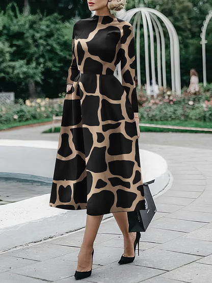 JO | Long-sleeved, printed midi dress