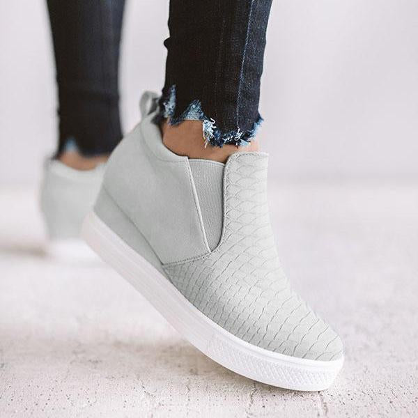 JO | Women Round Hollow Wedges Ankle Boots with Zipper