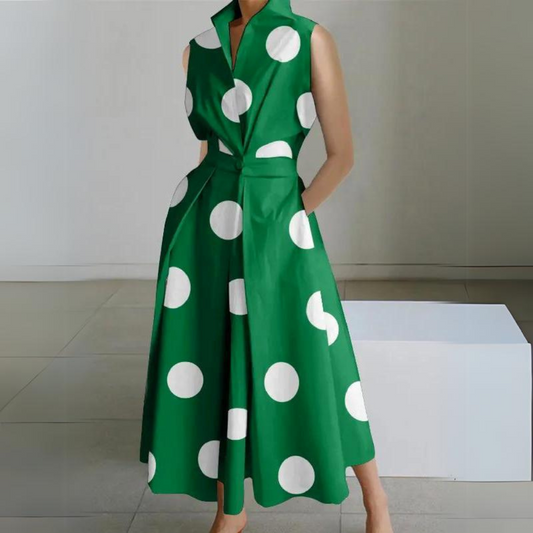 JO | Sleeveless polka dot midi dress