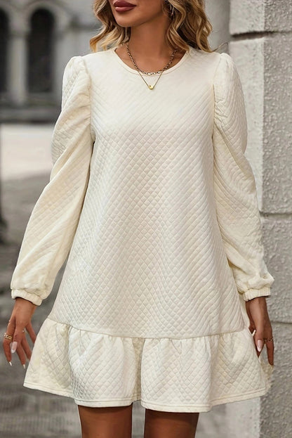 JO | White structured mini dress with ruffled hem