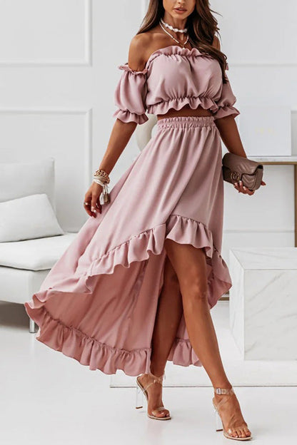 JO | Off-the-shoulder midi dress suit