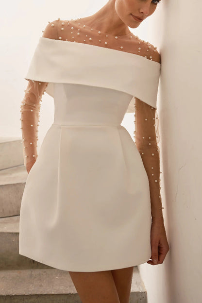 JO | Elegant Evening Lapel Bandeau Detachable Belt Pocketed Mini Dress