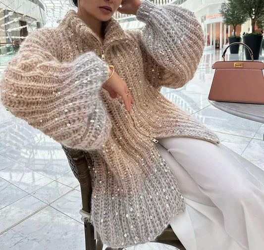 JO | Chic and shiny silk cardigan sweater