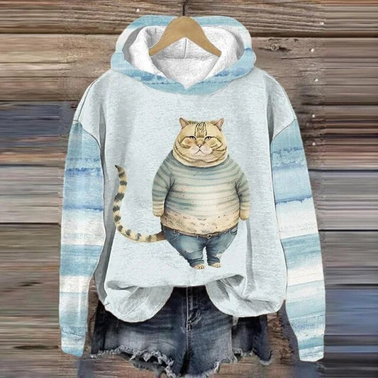JO | Casual hoodie with stylish cat print
