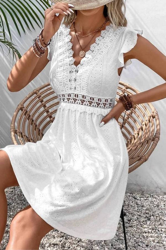 JO | Casual knit jacquard neckline mini dress