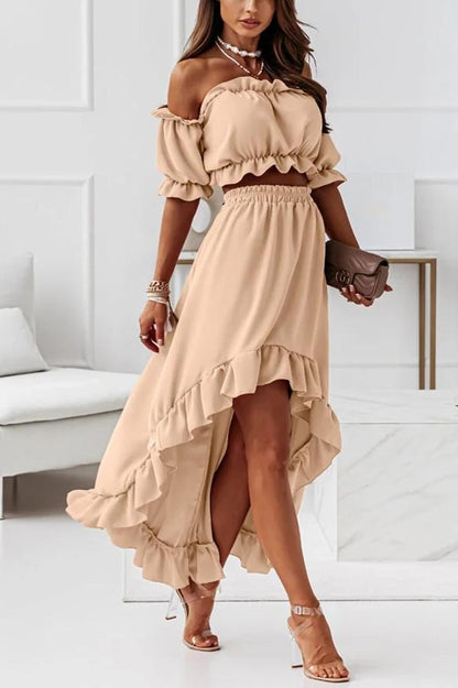 JO | Off-the-shoulder midi dress suit