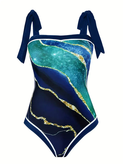 JO | Elegant swimsuit & skirt with marble print in one piece