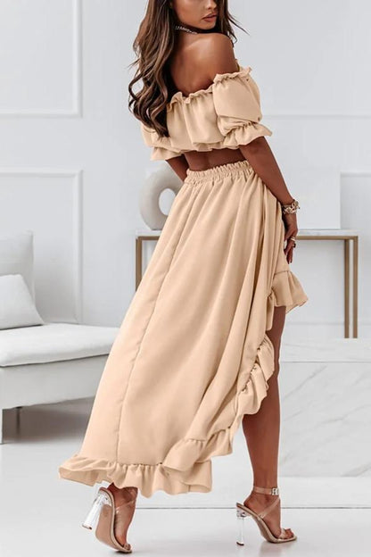 JO | Off-the-shoulder midi dress suit