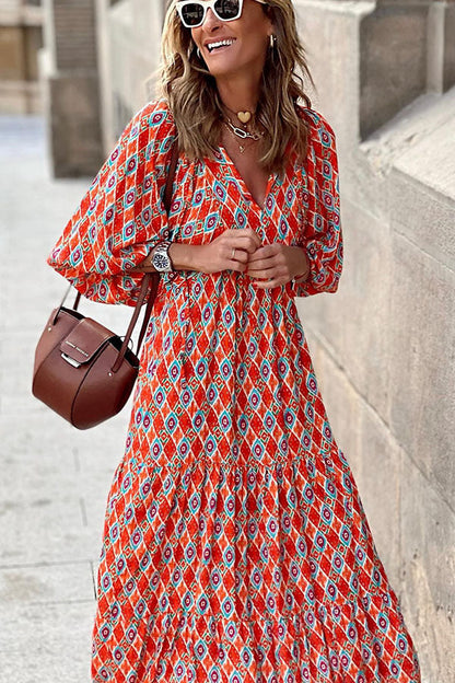 JO | Midi dress with puff sleeves