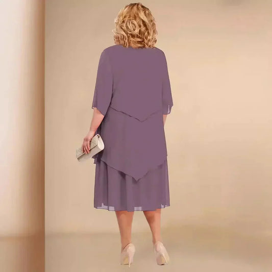 JO | MIDI DRESS WITH LAYERED HEM.