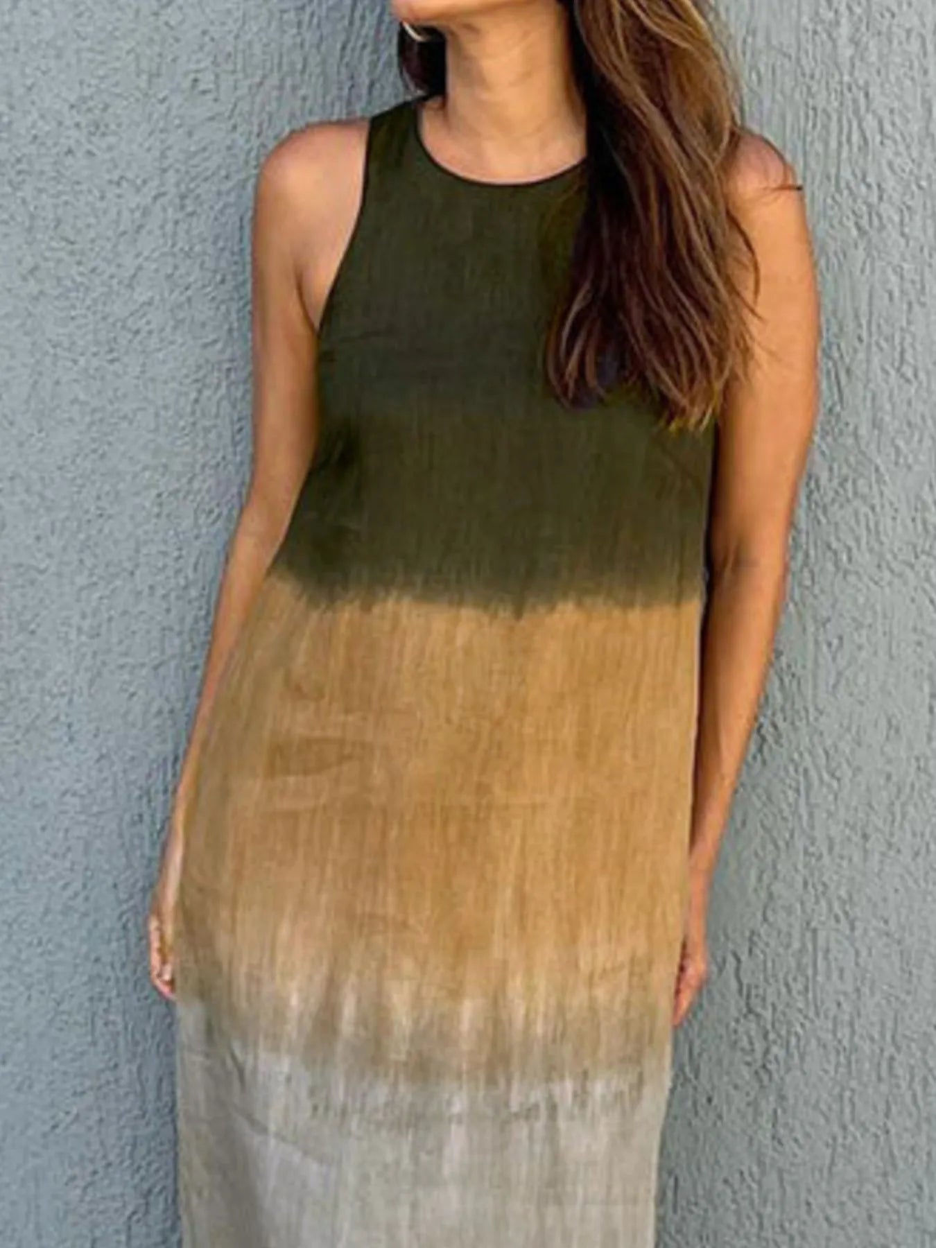 JO | Full Size Sleeveless Gradient Tank Midi Dress Plus Size