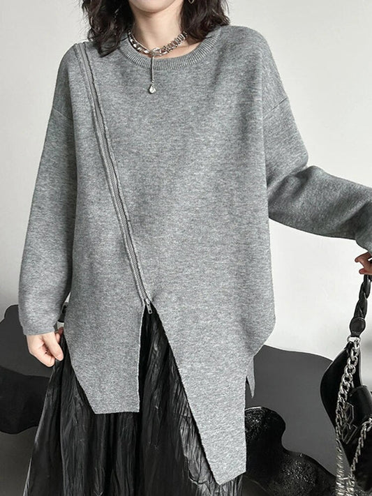 JO | Stylish asymmetric cut High-quality cotton sweater