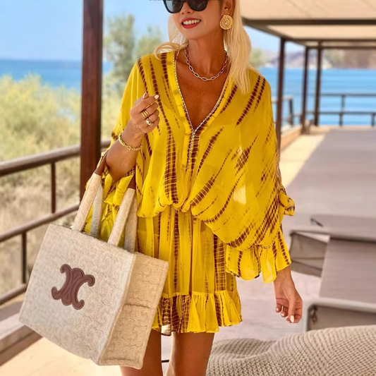 JO | Chic mini dress with high V-neckline