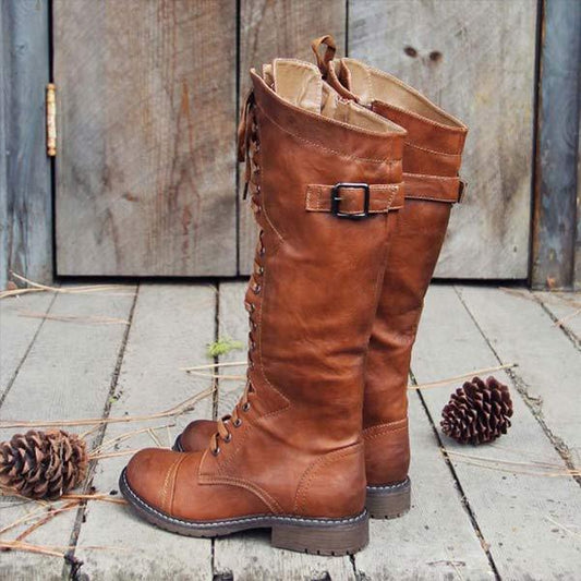 JO | Vintage knee-high lace-up boots