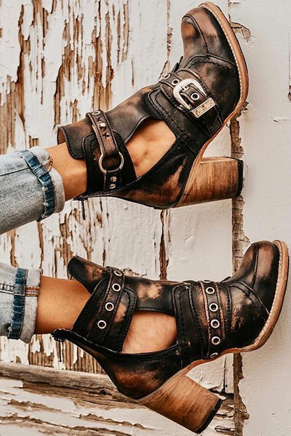 JO | Rustic ankle boot with block heels