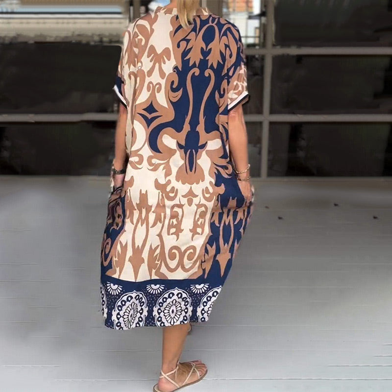 JO | Tight-fitting midi dress with elegant print pattern