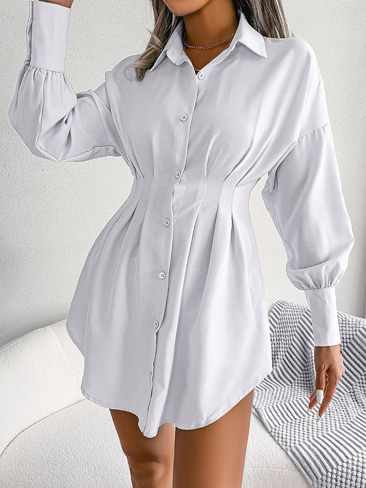 JO | Lantern sleeves Asymmetric mini dress with waist