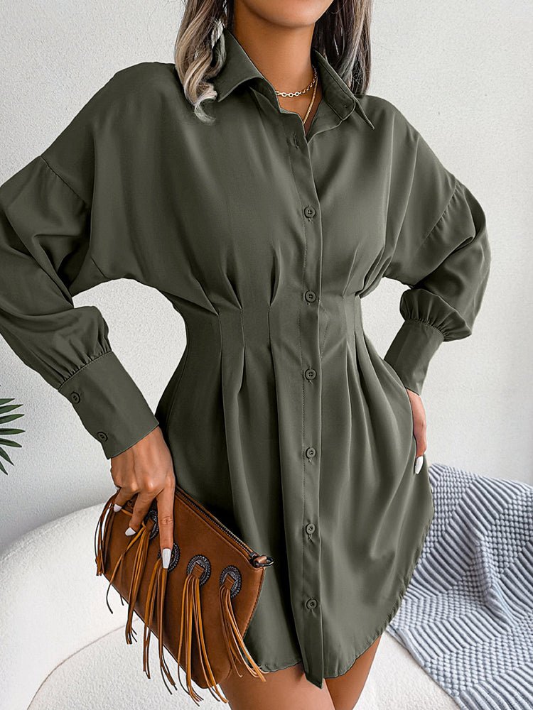 JO | Lantern sleeves Asymmetric mini dress with waist